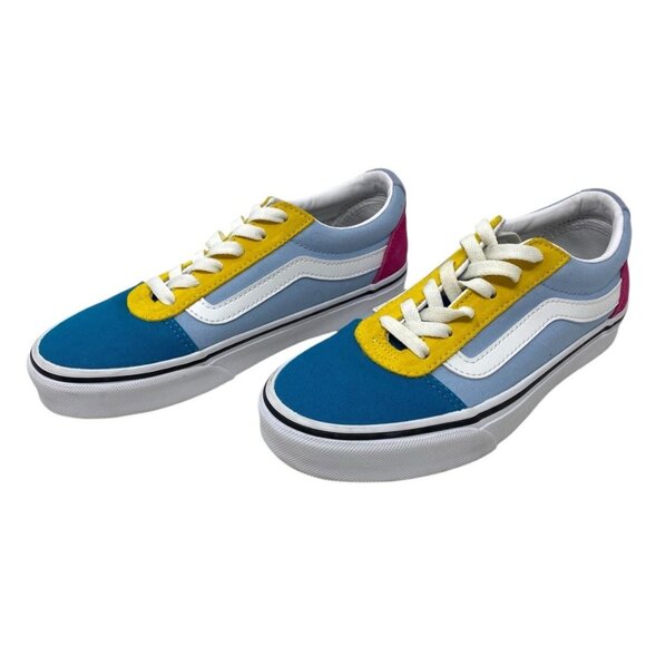 VANS Womens Colorblock Colorful Low Top Sneakers Size 6 Pink Yellow Blue EUC - Picture 1 of 8
